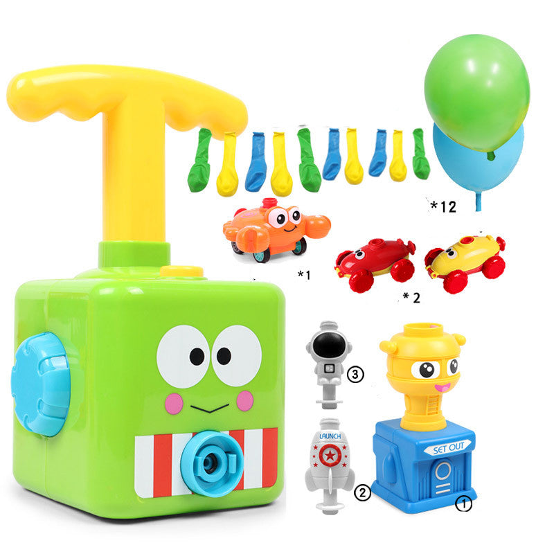 Power Balloon Launch Tower Toy Puzzle Fun Education Inertia Air Power Balloon Car Science Experimento Juguete para niños Regalo