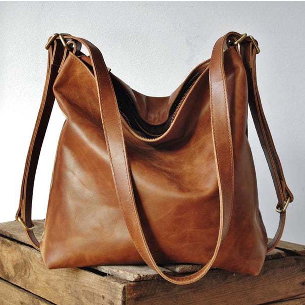 Vintage Large Capacity Hobo Bag, Convertible Retro Crossbody Bag, Women's Casual Two-way Backpack & Shoulder Purse & Handbag
