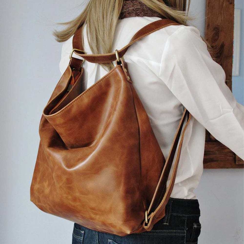 Vintage Large Capacity Hobo Bag, Convertible Retro Crossbody Bag, Women's Casual Two-way Backpack & Shoulder Purse & Handbag